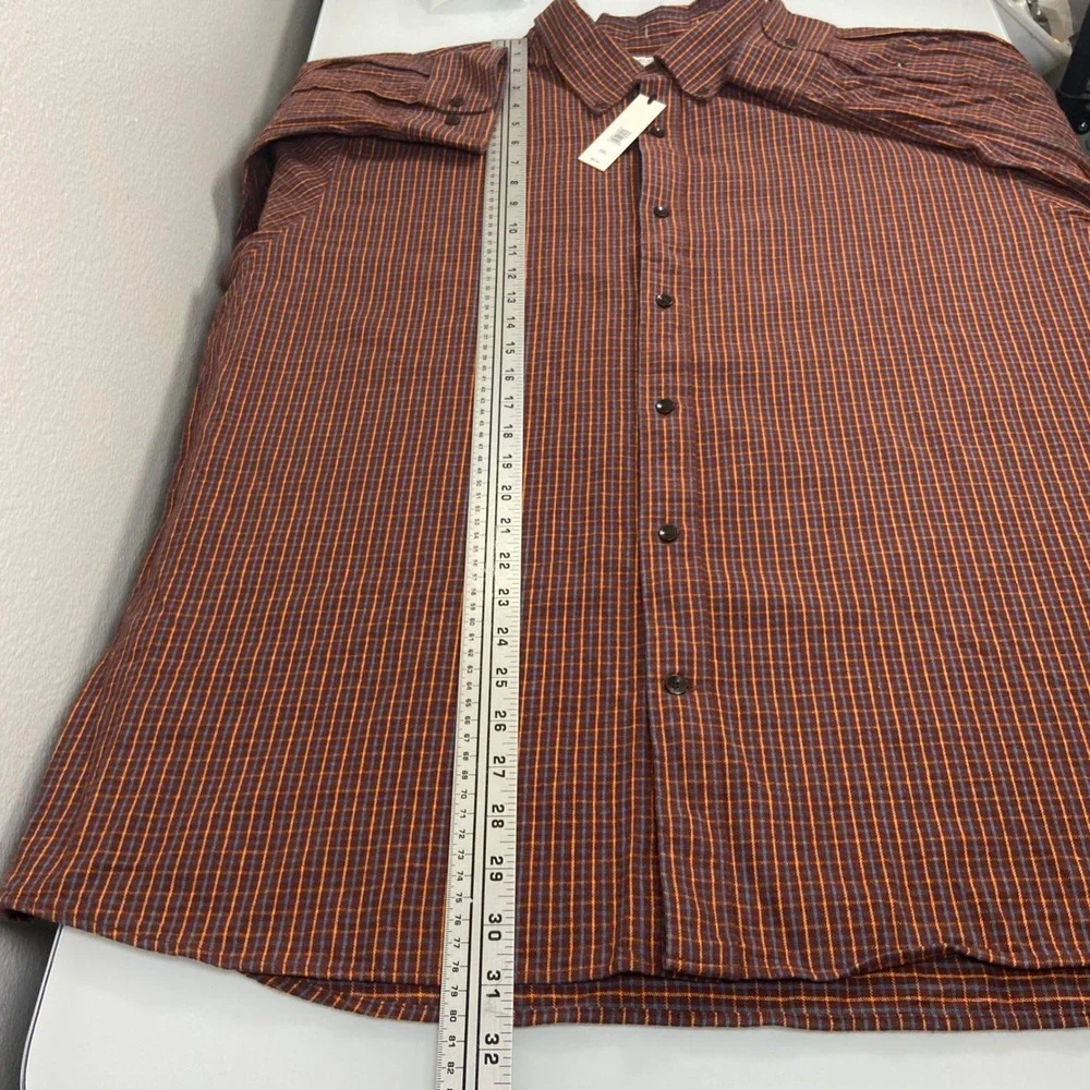Banana Republic Mens XXL Rust Orange Plaid Flannel Button Down Shirt NEW